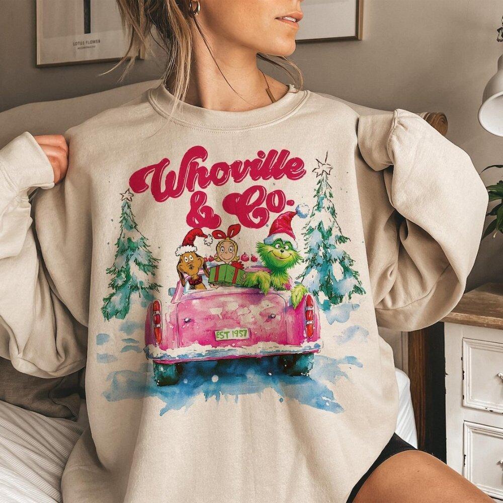 Retro Grinchmas Christmas Wonderful Time Holiday Graphic Crewneck Sweatshirt